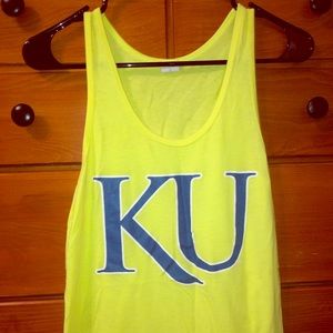 Bright yellow KU Kansas Jayhawks tank top